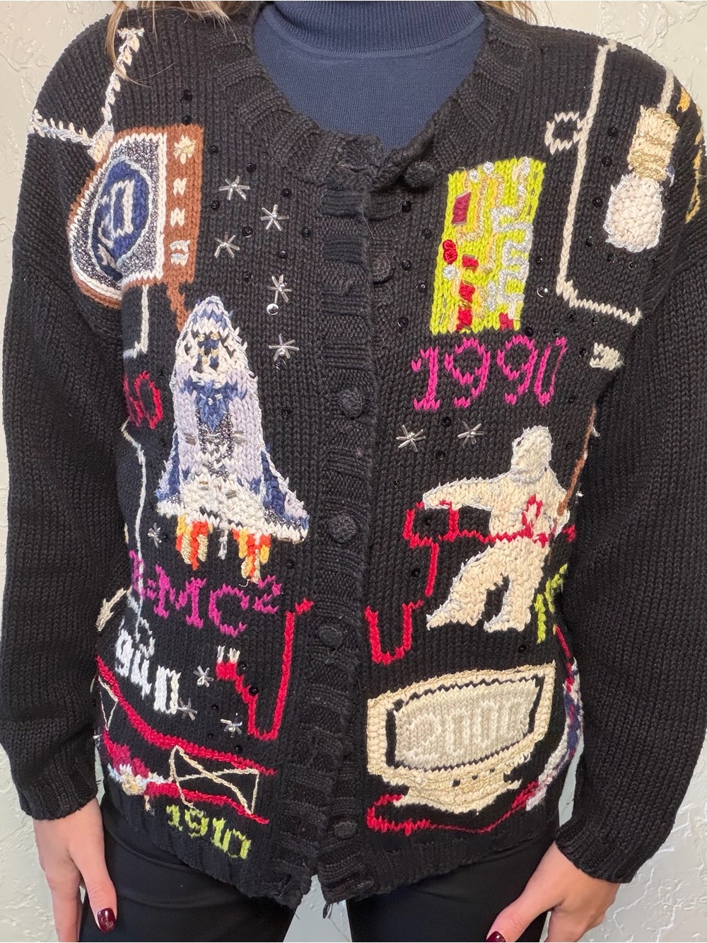 Vintage Tiara International 1999 Astronaut knit sweater